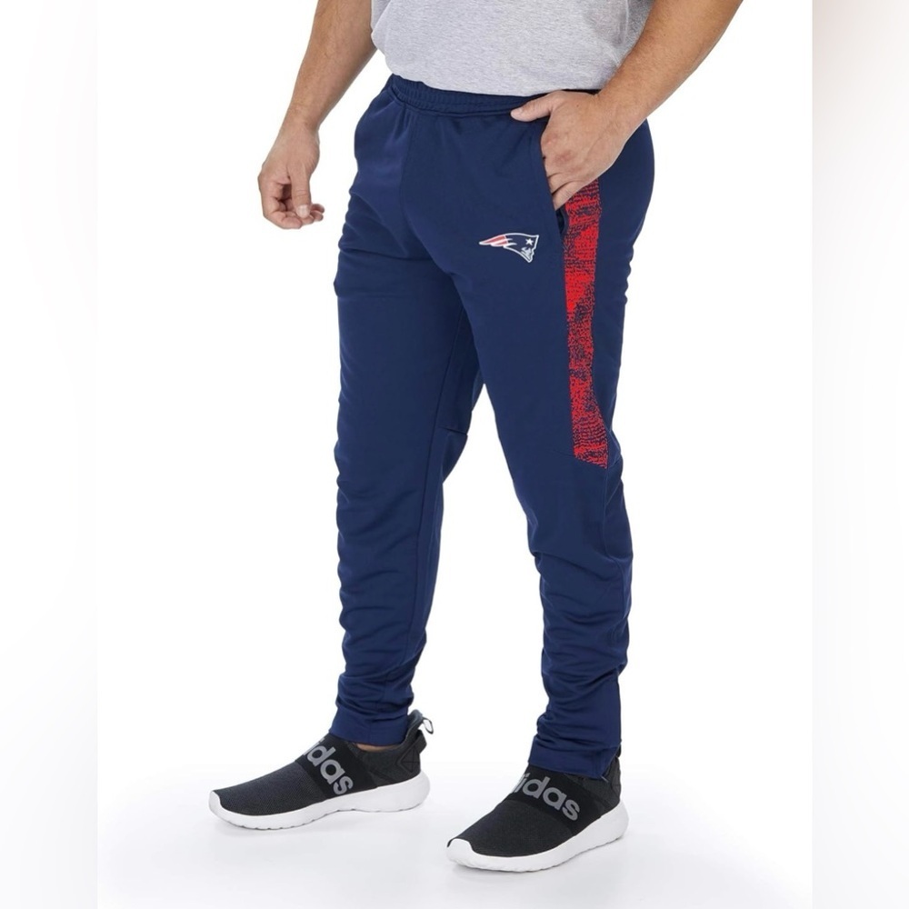 Zubaz Men's Track Pant With Half Sides New England Patriots Medium Team Color